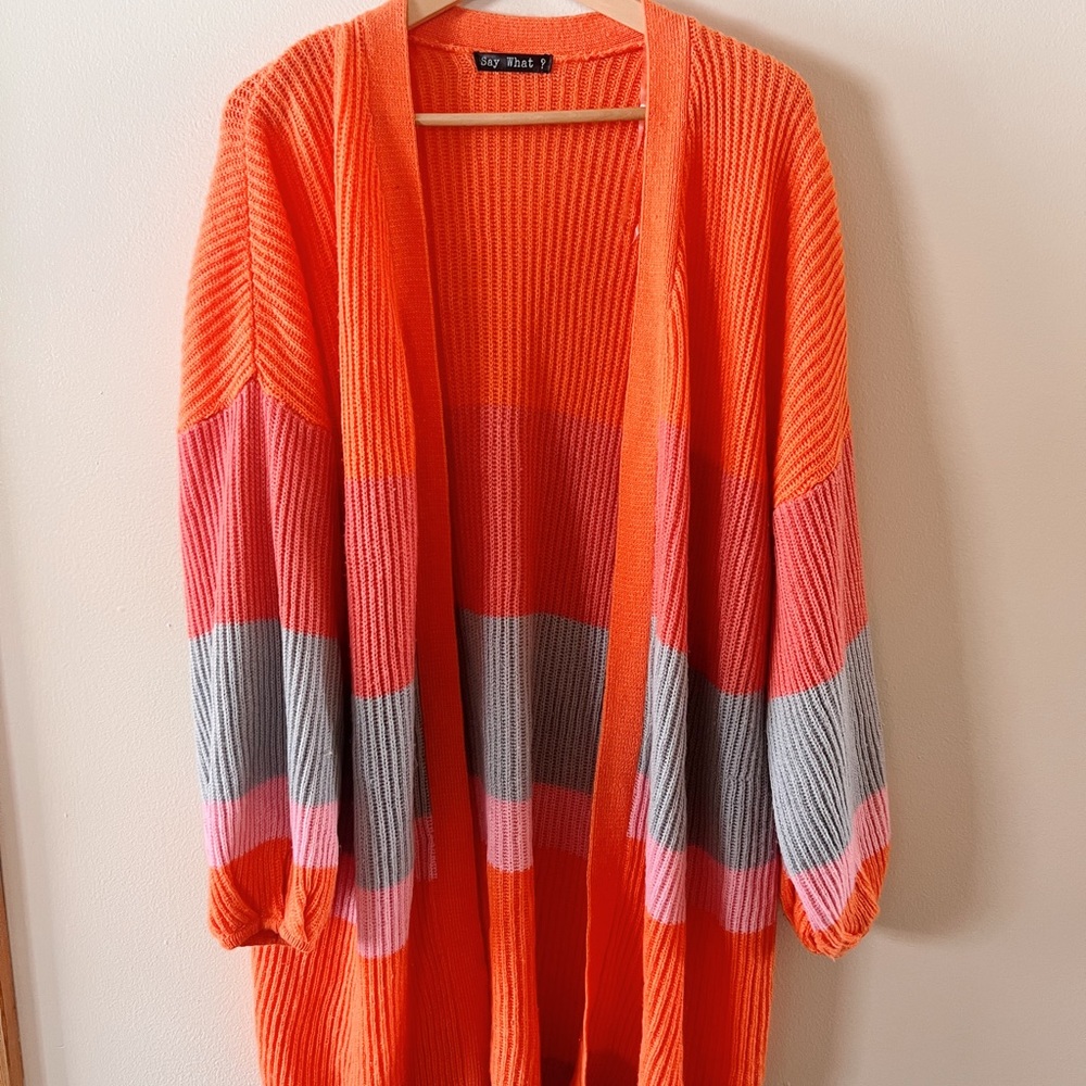 SayWhat Colorblock Cardigan Sweater